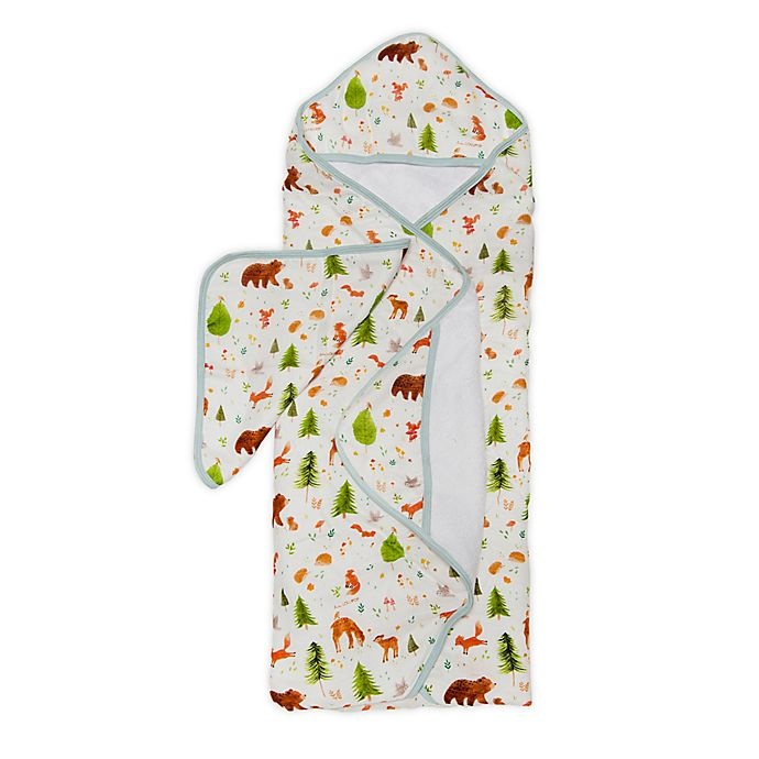 slide 1 of 7, Loulou Lollipop Forest Friends Hooded Towel and Washcloth Set, 2 ct