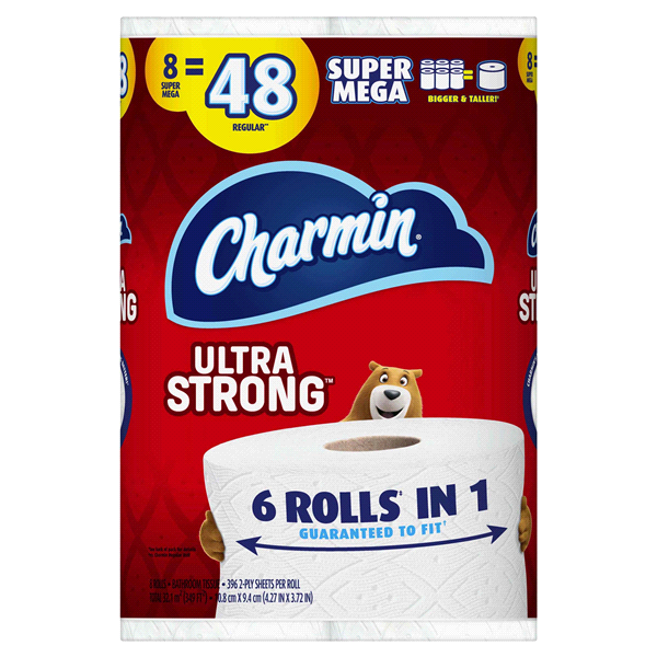 slide 1 of 1, Charmin Ultra Strong 2-Ply Super Mega Rolls Bathroom Tissue 8 ea, 8 ct