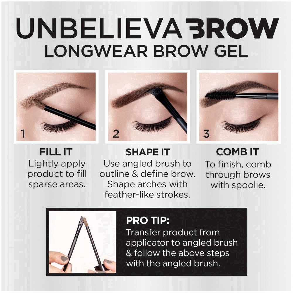 slide 49 of 57, L'Oréal L'Oreal Paris Unbelieva Brow Longwear Waterproof Brow Gel - 580 Black - 0.15 fl oz, 0.15 fl oz