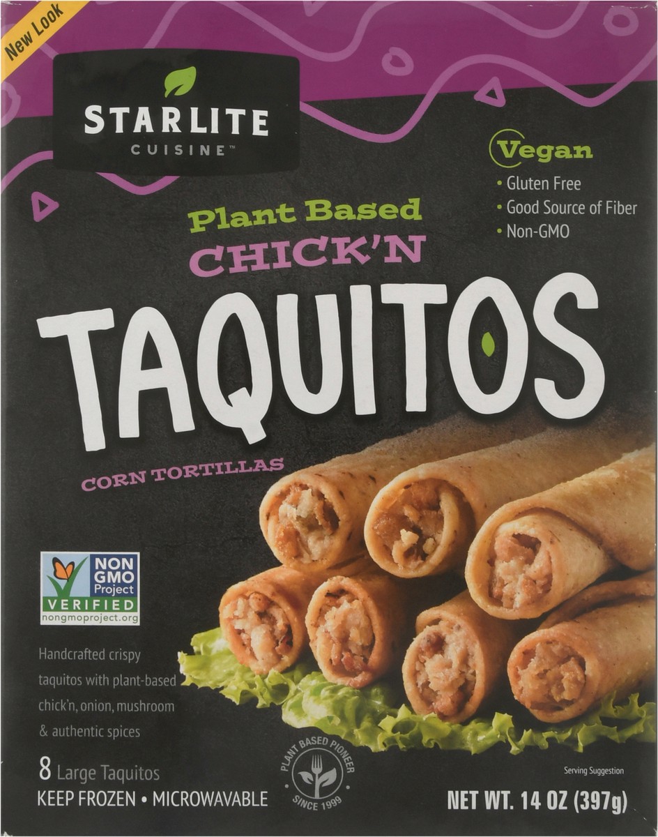 slide 2 of 9, Starlite Cuisine Chick'n Taquitos 8 ea Box, 8 ct