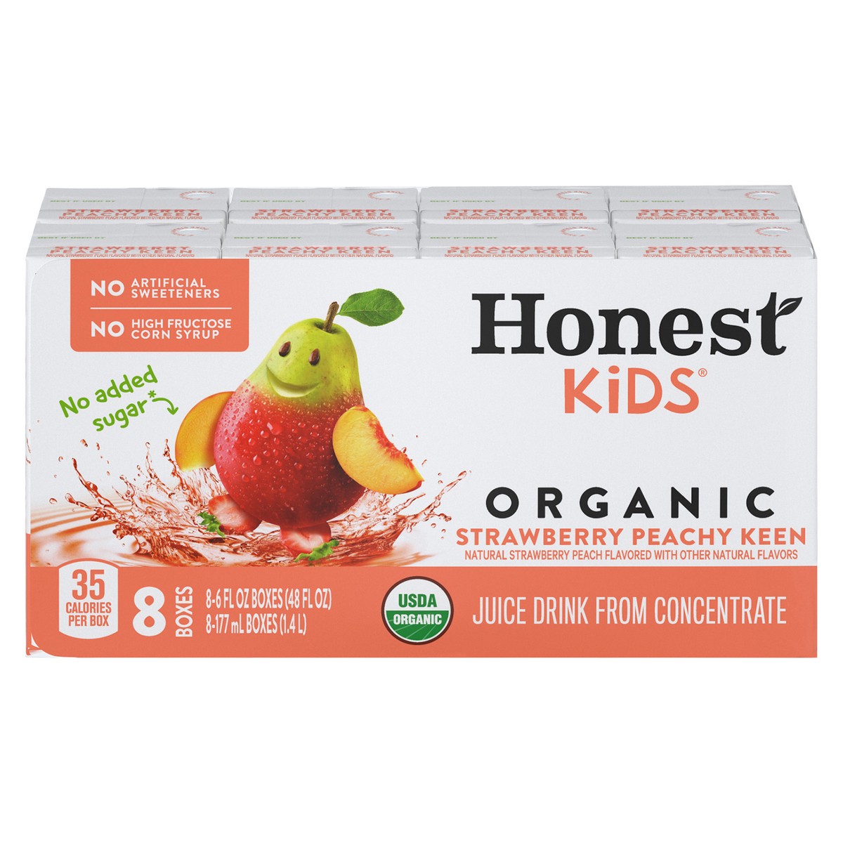 slide 1 of 17, Honest Kids Strawberry Peachy Keen Cartons, 6 fl oz, 8 Pack, 8 ct