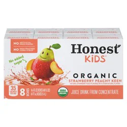 Honest Kids Strawberry Peachy Keen Cartons, 6 fl oz, 8 Pack