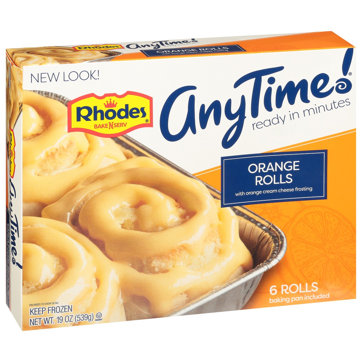 slide 2 of 11, Rhodes Bake-N-Serv Rhodes AnyTime! Orange Rolls with Orange Cream Cheese Frosting 6 ea, 6 ct