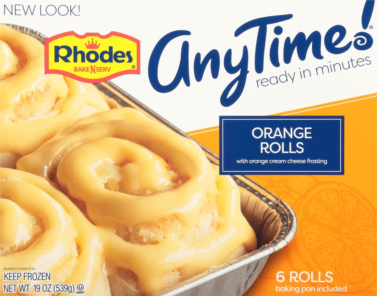 slide 8 of 11, Rhodes Bake-N-Serv Rhodes AnyTime! Orange Rolls with Orange Cream Cheese Frosting 6 ea, 6 ct