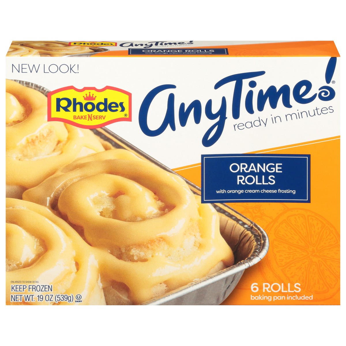 slide 10 of 11, Rhodes Bake-N-Serv Rhodes AnyTime! Orange Rolls with Orange Cream Cheese Frosting 6 ea, 6 ct