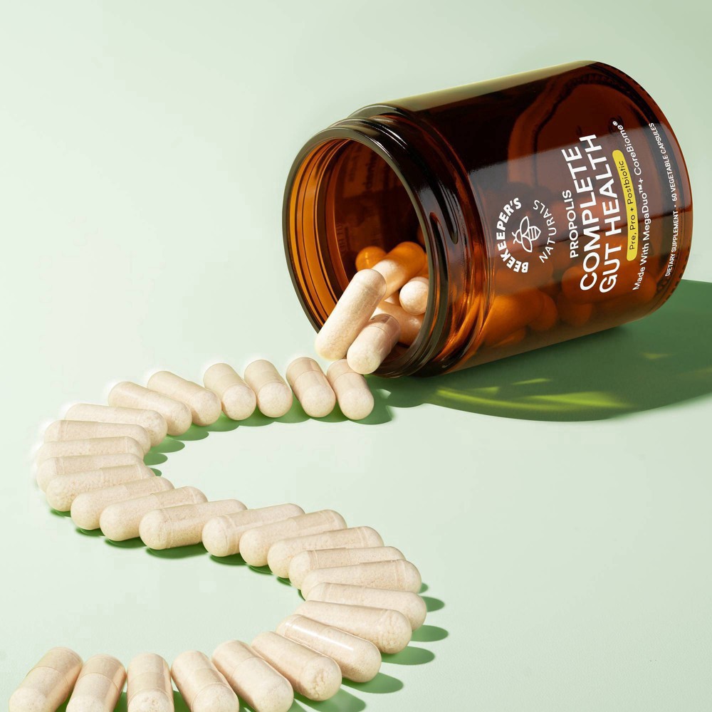 slide 5 of 5, Beekeeper's Naturals Complete Gut Health Propolis 60 Capsules, 60 ct