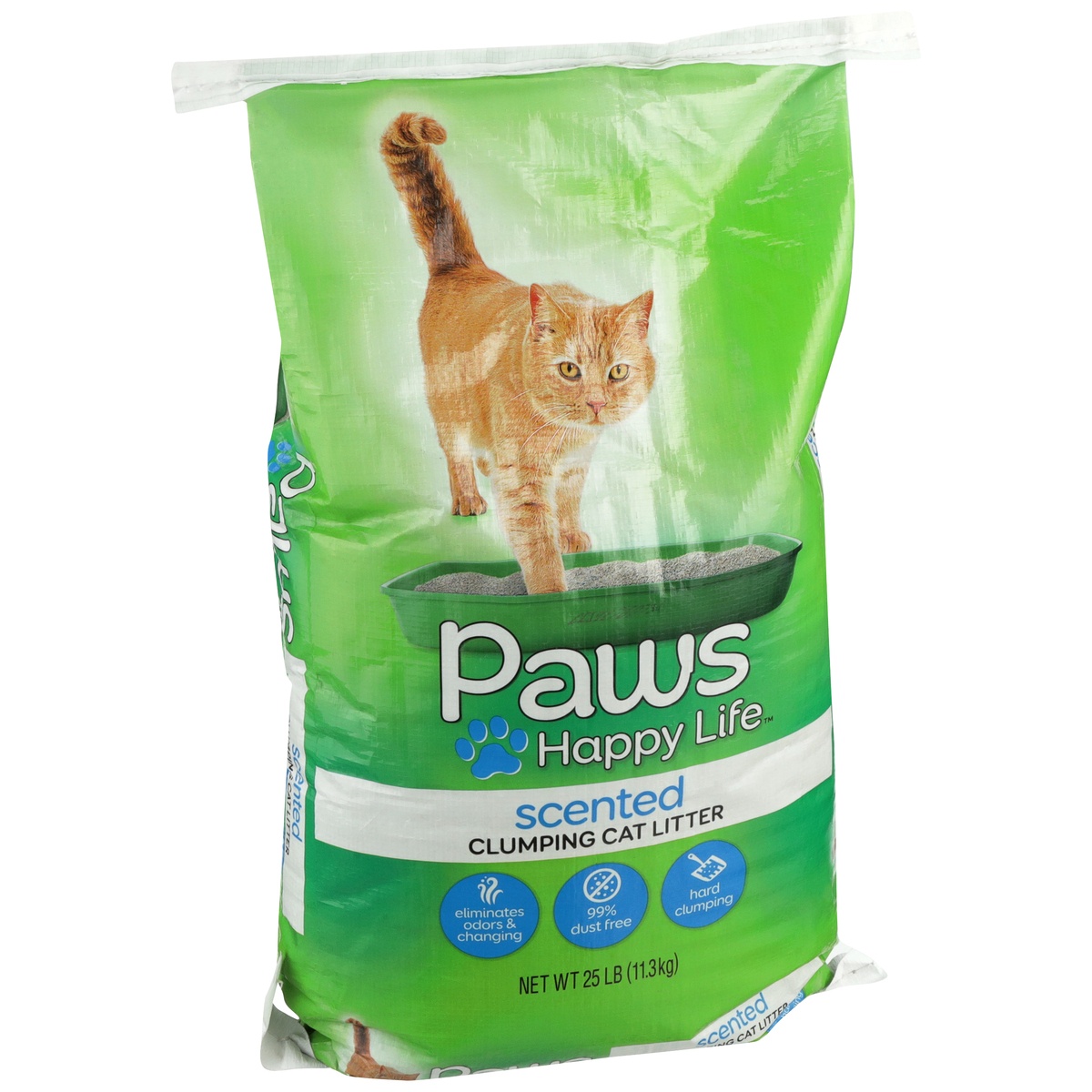 slide 2 of 8, Paws Happy Life Fragrance Free Clumping Cat Litter, 25 lb