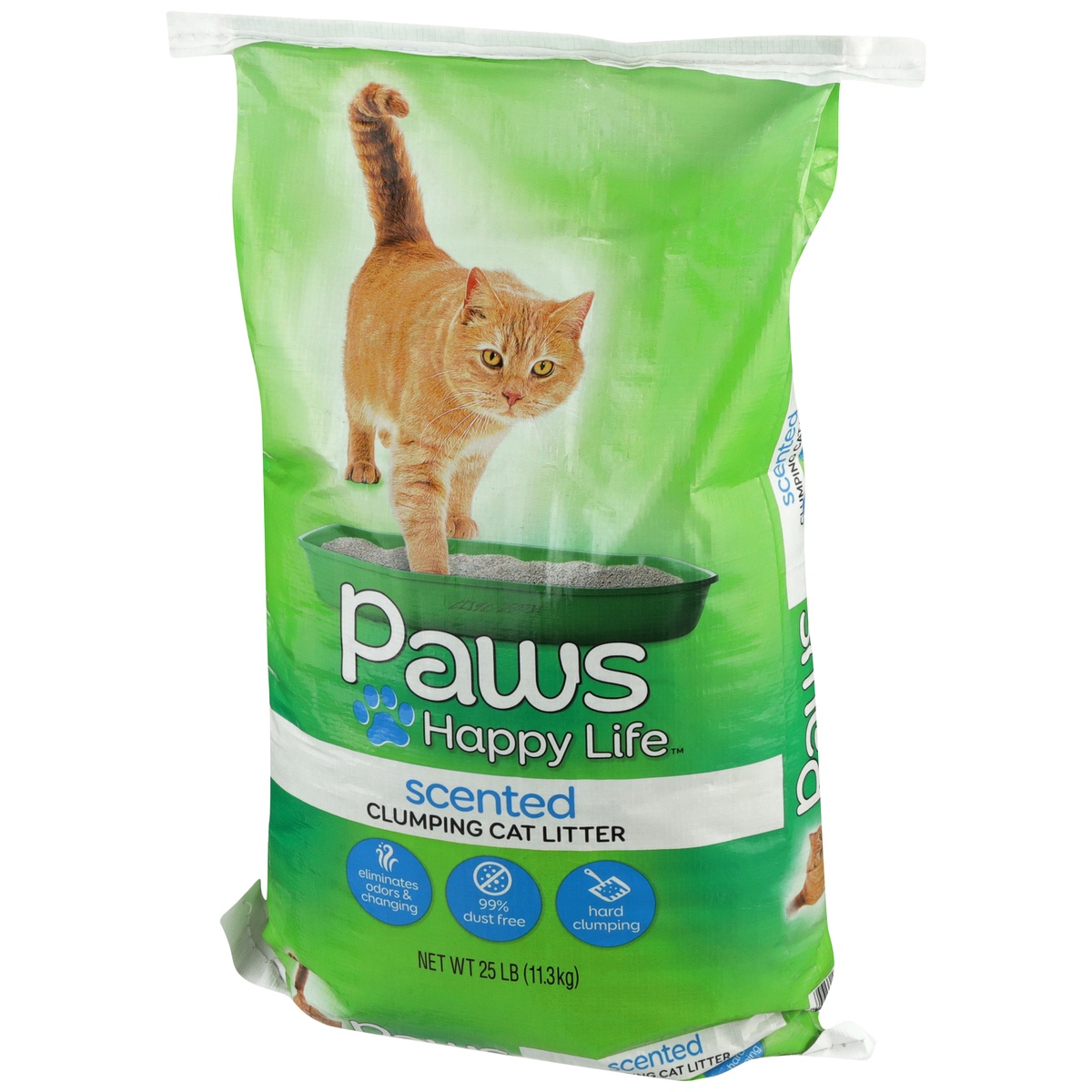 slide 3 of 8, Paws Happy Life Fragrance Free Clumping Cat Litter, 25 lb