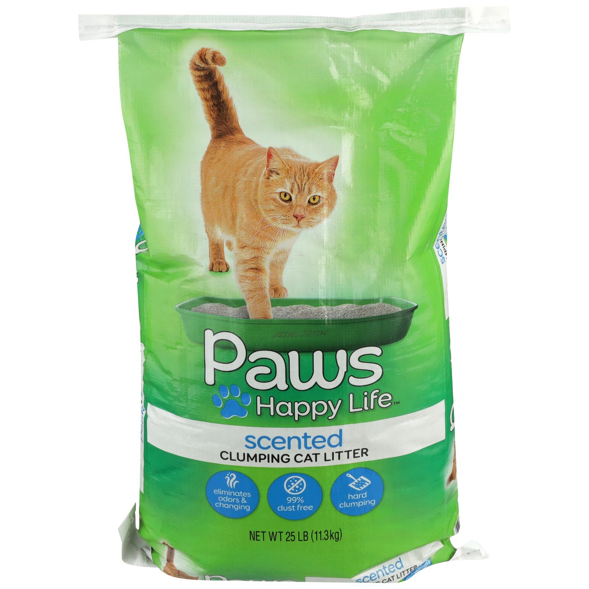 slide 1 of 11, Paws Happy Life Fragrance Free Clumping Cat Litter, 25 lb