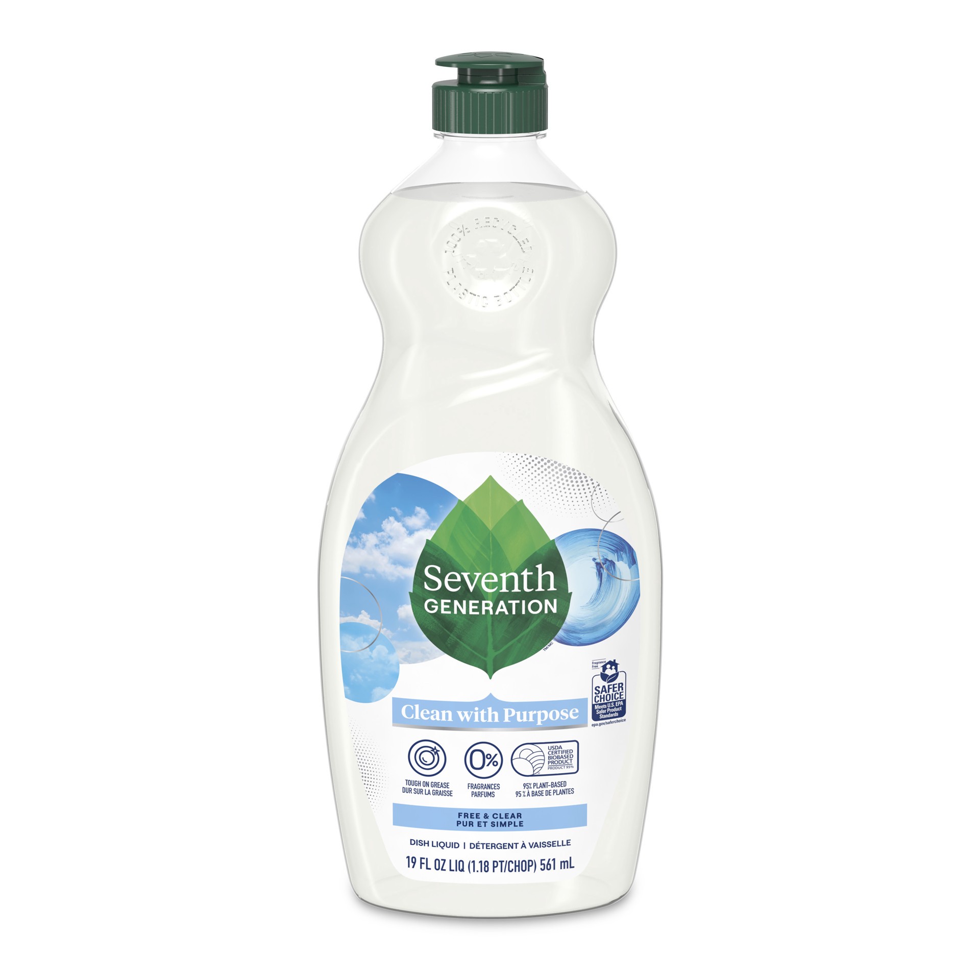 slide 1 of 1, Seventh Generation Dish Liquid Soap Free & Clear liquid soap, 19 oz, 19 oz