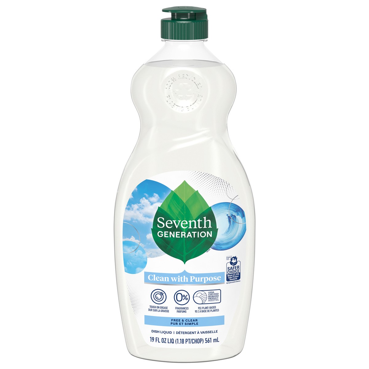 slide 1 of 2, Seventh Generation Dish Liquid Soap Free & Clear liquid soap 19 oz, 19 fl oz