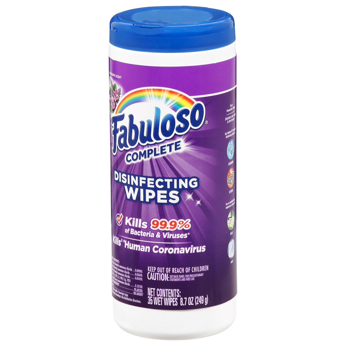 slide 3 of 10, Fabuloso Complete Disinfecting Wipes Lavender (Canister), 35 ct