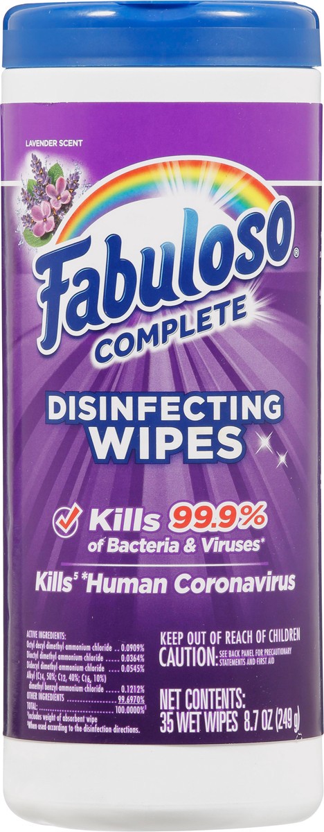 slide 8 of 10, Fabuloso Complete Disinfecting Wipes Lavender (Canister), 35 ct