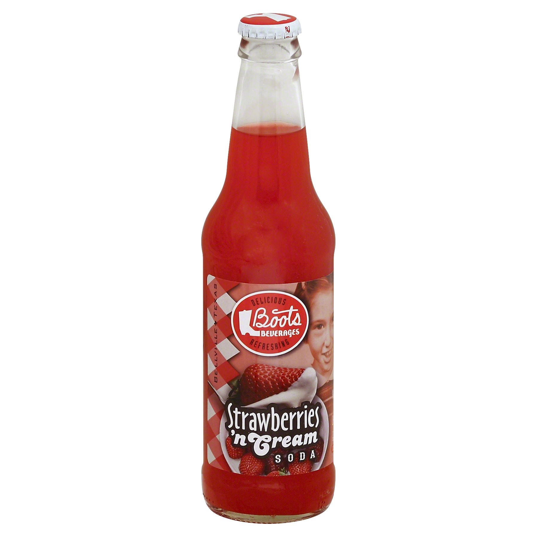 slide 1 of 4, Boots Beverages Soda, Strawberries 'n Cream, Caffeine Free - 12 oz, 4 ct; 12 fl oz