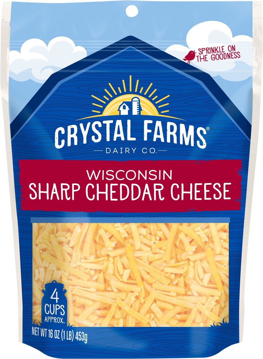 slide 6 of 6, Crystal Farms Shredded Wisconsin Sharp Cheddar Cheese, 16 oz, 16 oz
