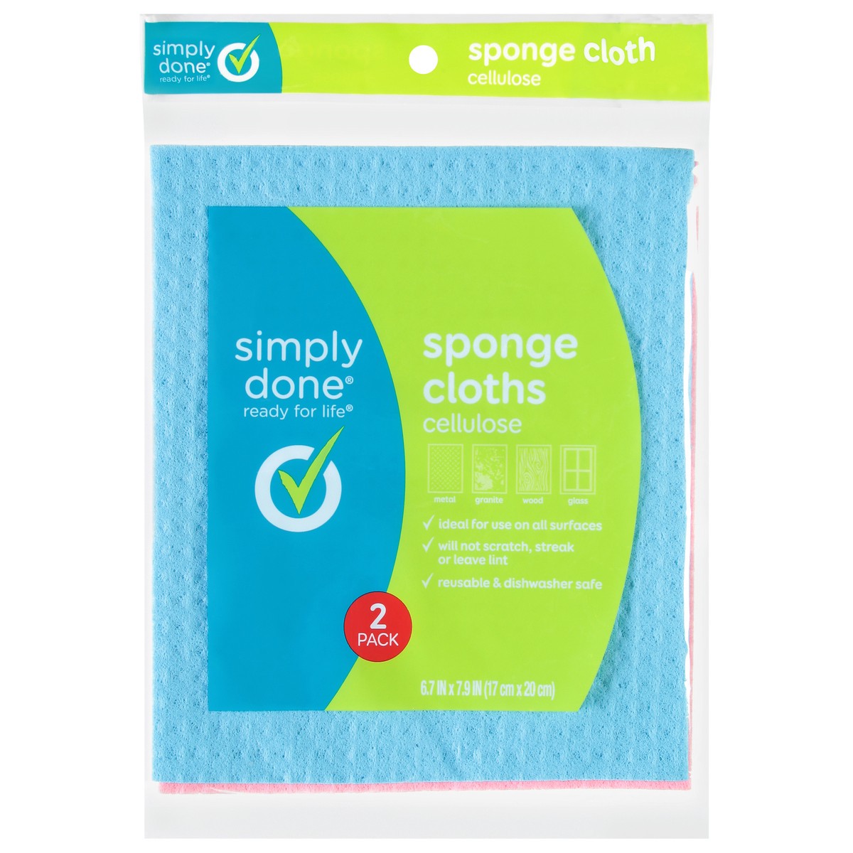 slide 1 of 9, Simply Done Cellulose Sponge Cloths, 2 ct