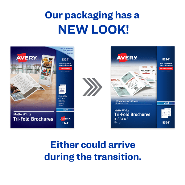 slide 9 of 10, Avery Inkjet Trifold Matte Brochures, Letter Size, White, 100 ct; 8 1/2 in x 11 in