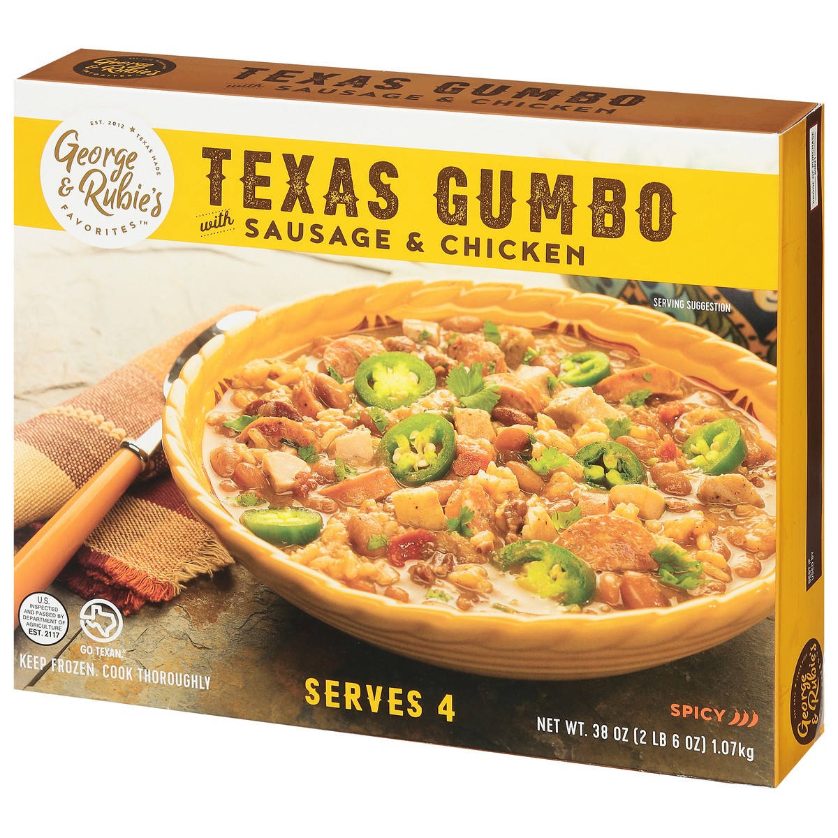 slide 10 of 12, George & Rubie's Favorites Spicy Texas Gumbo with Sausage and Chicken 38 oz, 38 oz