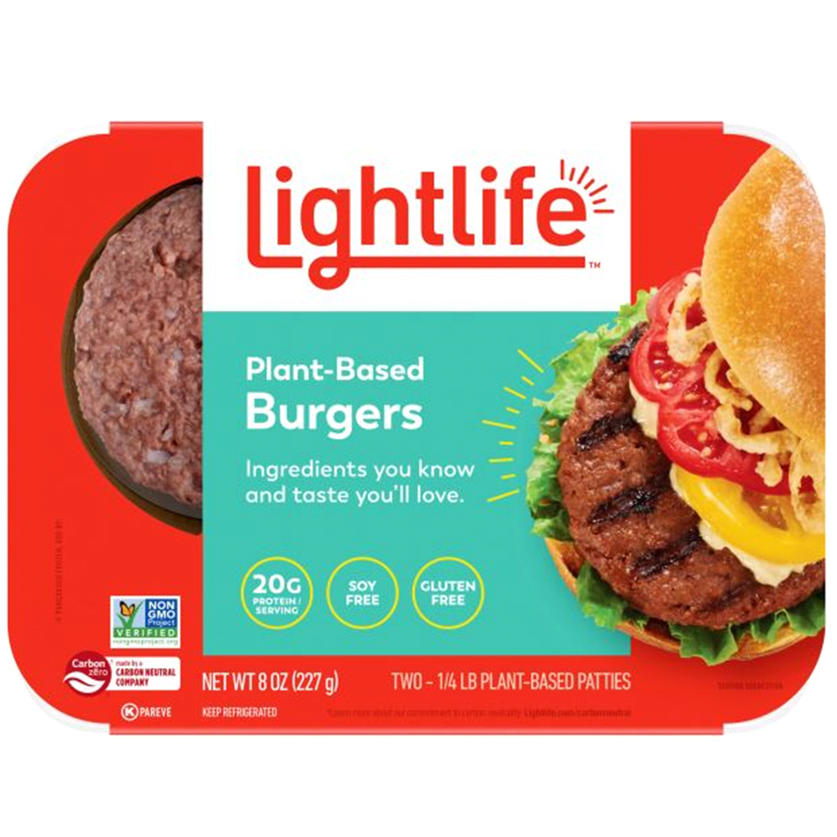 slide 1 of 1, Lightlife Plant Based Burger Patty, 8 oz