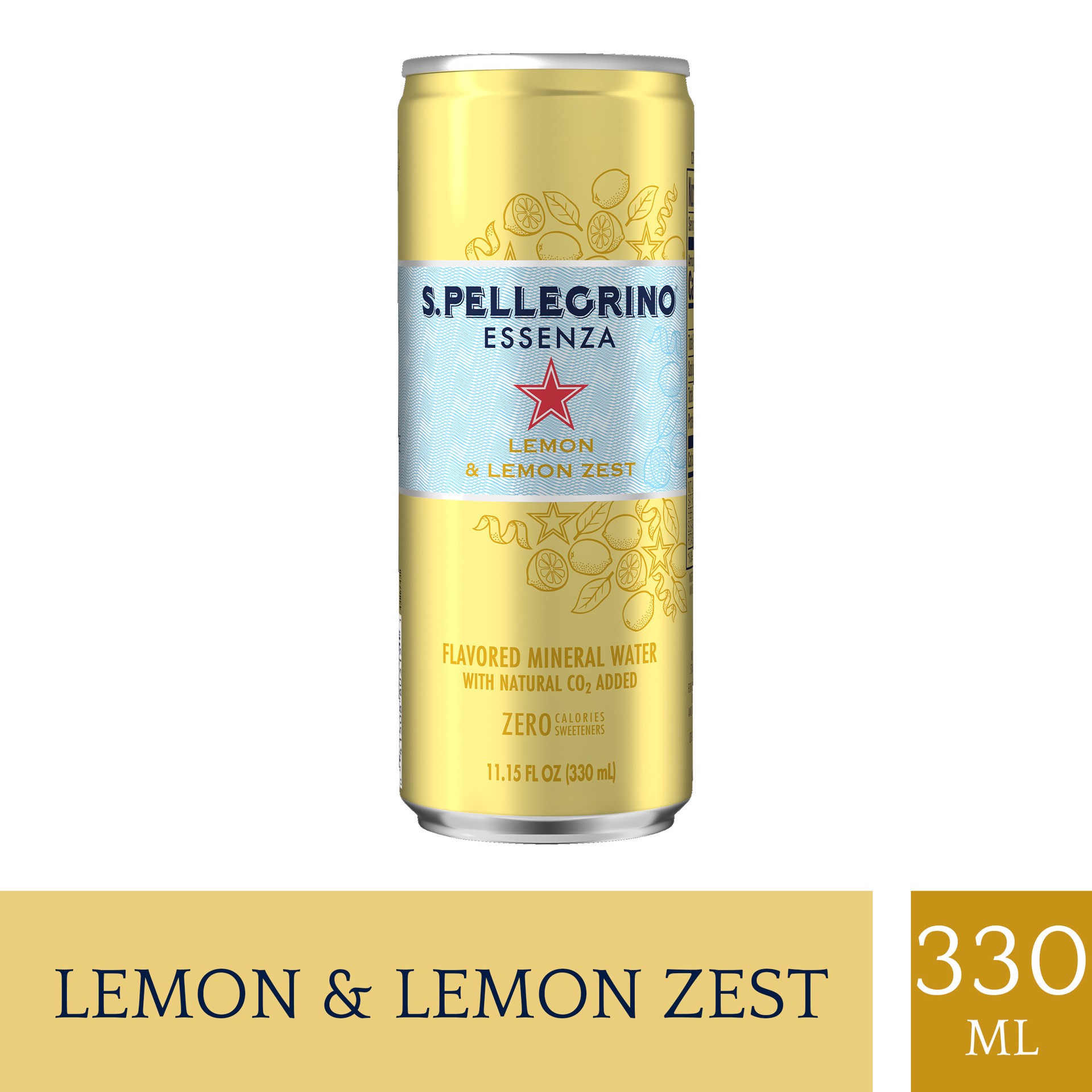 slide 1 of 2, S.Pellegrino Essenza Lemon & Lemon Zest Flavored Mineral Water with CO2 Added, 11.15 Fl Oz Can, 11.15 fl oz