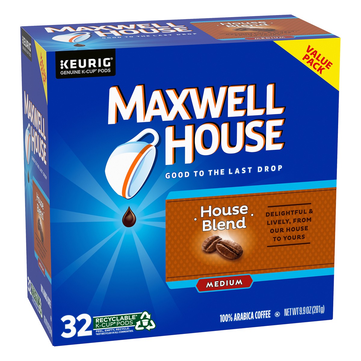 slide 6 of 9, Maxwell House House Blend Medium Roast K-Cup Coffee Pods, 32 ct Box, 32 ct