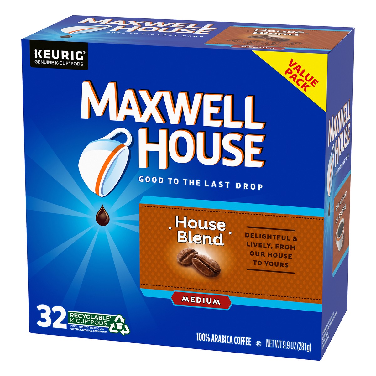 slide 2 of 9, Maxwell House House Blend Medium Roast K-Cup Coffee Pods, 32 ct Box, 32 ct