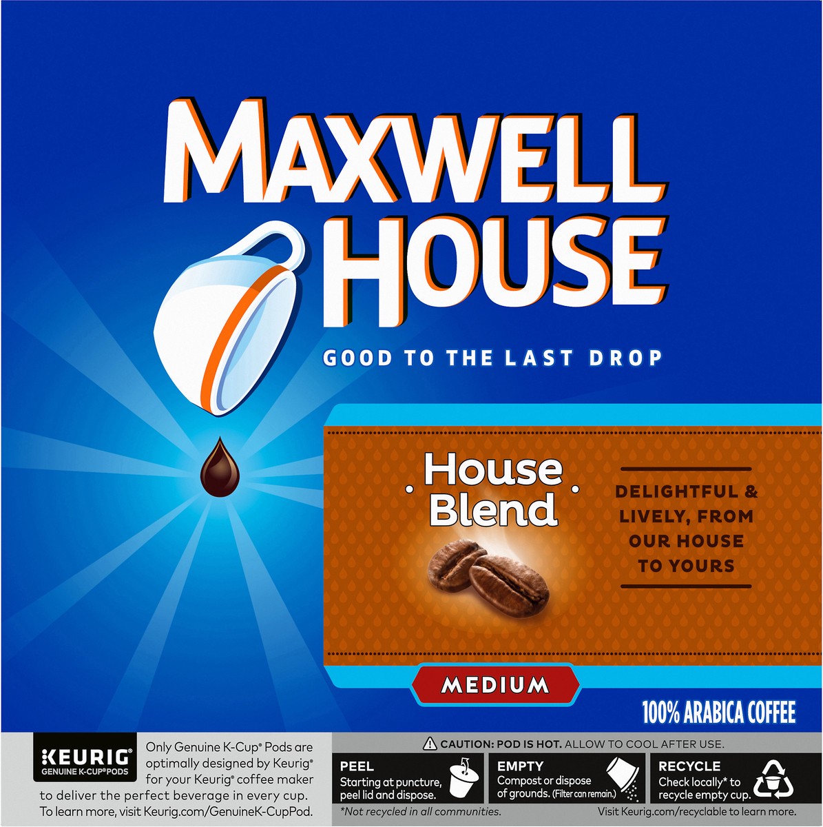 slide 7 of 9, Maxwell House House Blend Medium Roast K-Cup Coffee Pods, 32 ct Box, 32 ct