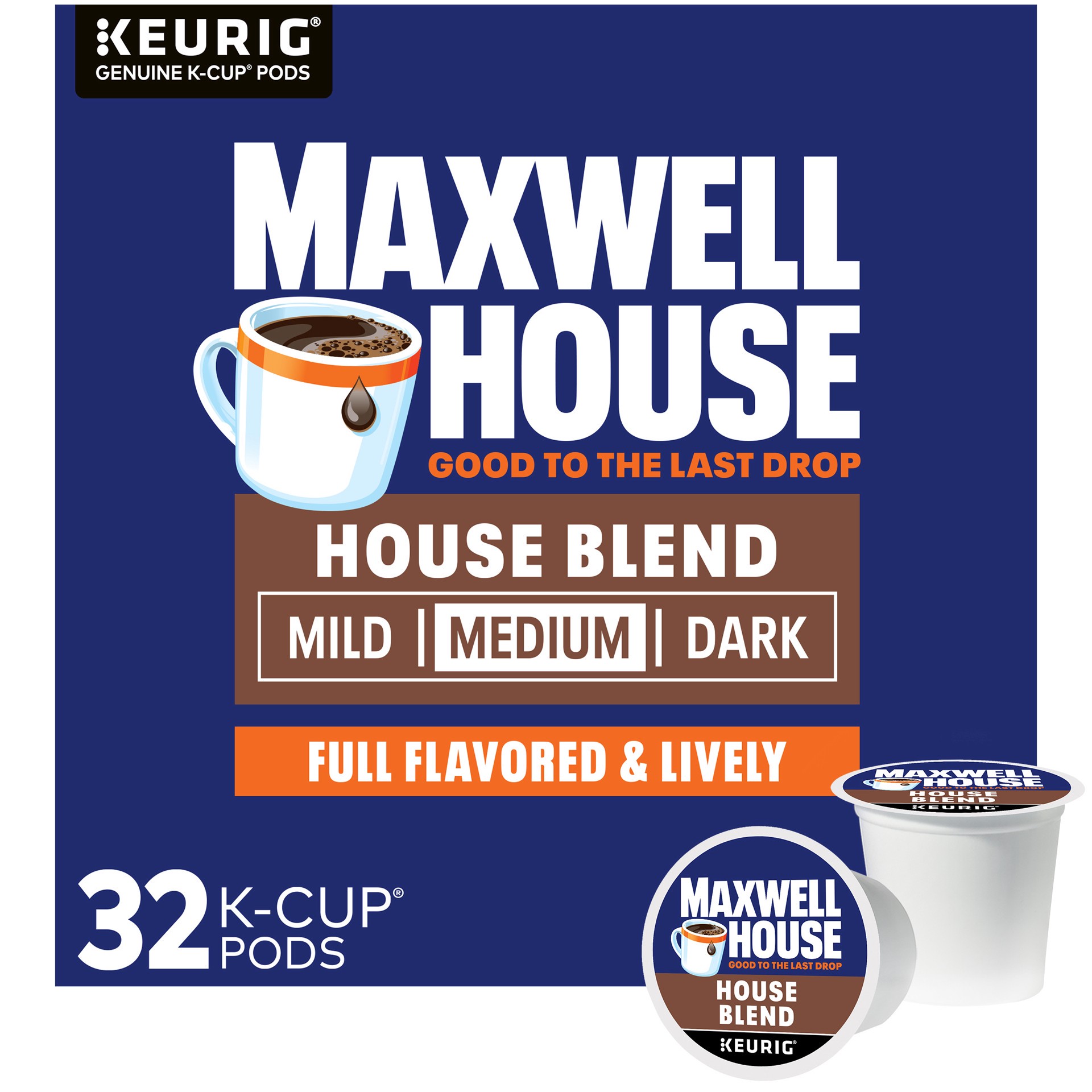 slide 1 of 9, Maxwell House House Blend Medium Roast K-Cup Coffee Pods, 32 ct Box, 32 ct