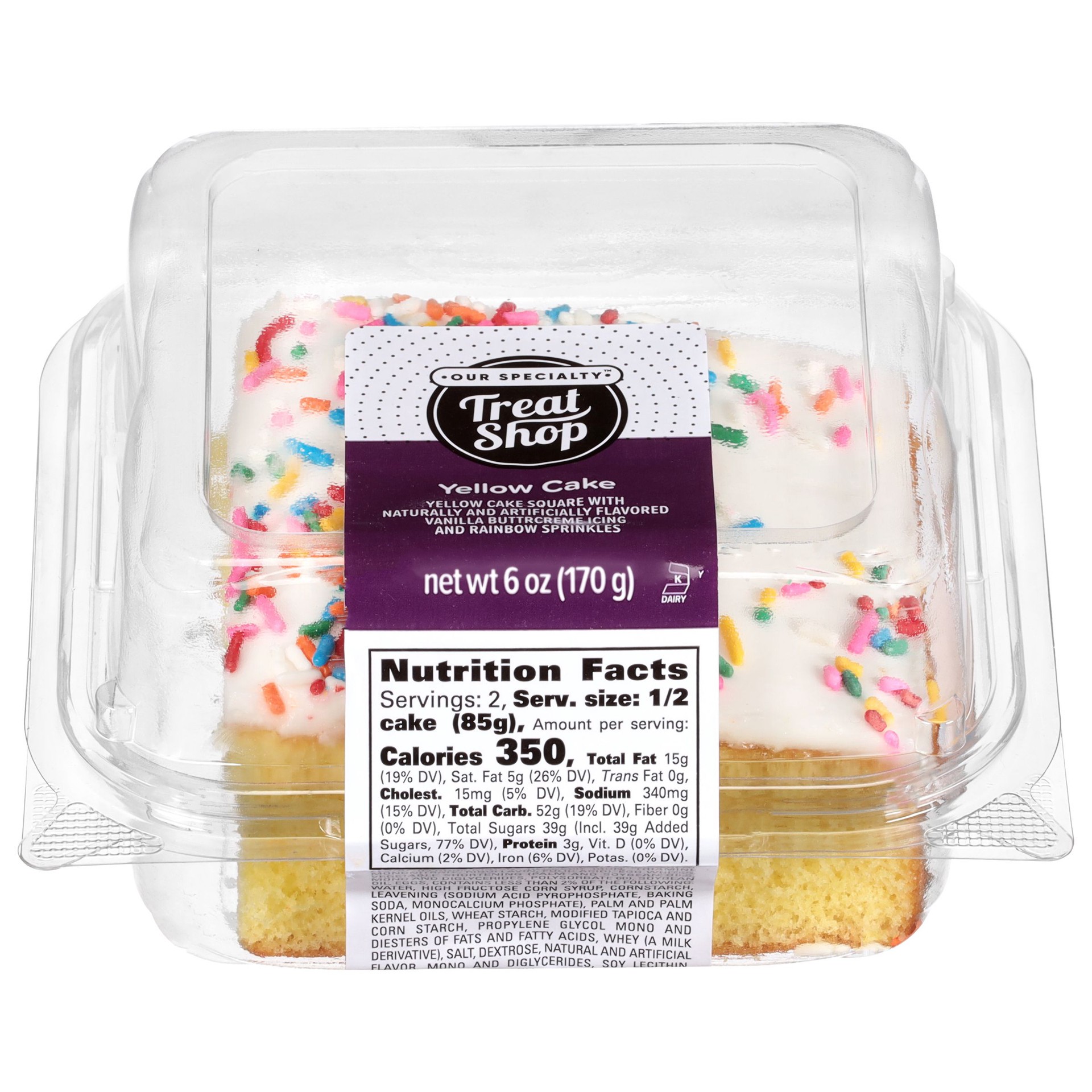 slide 1 of 9, Our Specialty Treat Shop™ Yellow Cake With Vanilla Icing Cake Square Naturally &, 6 oz