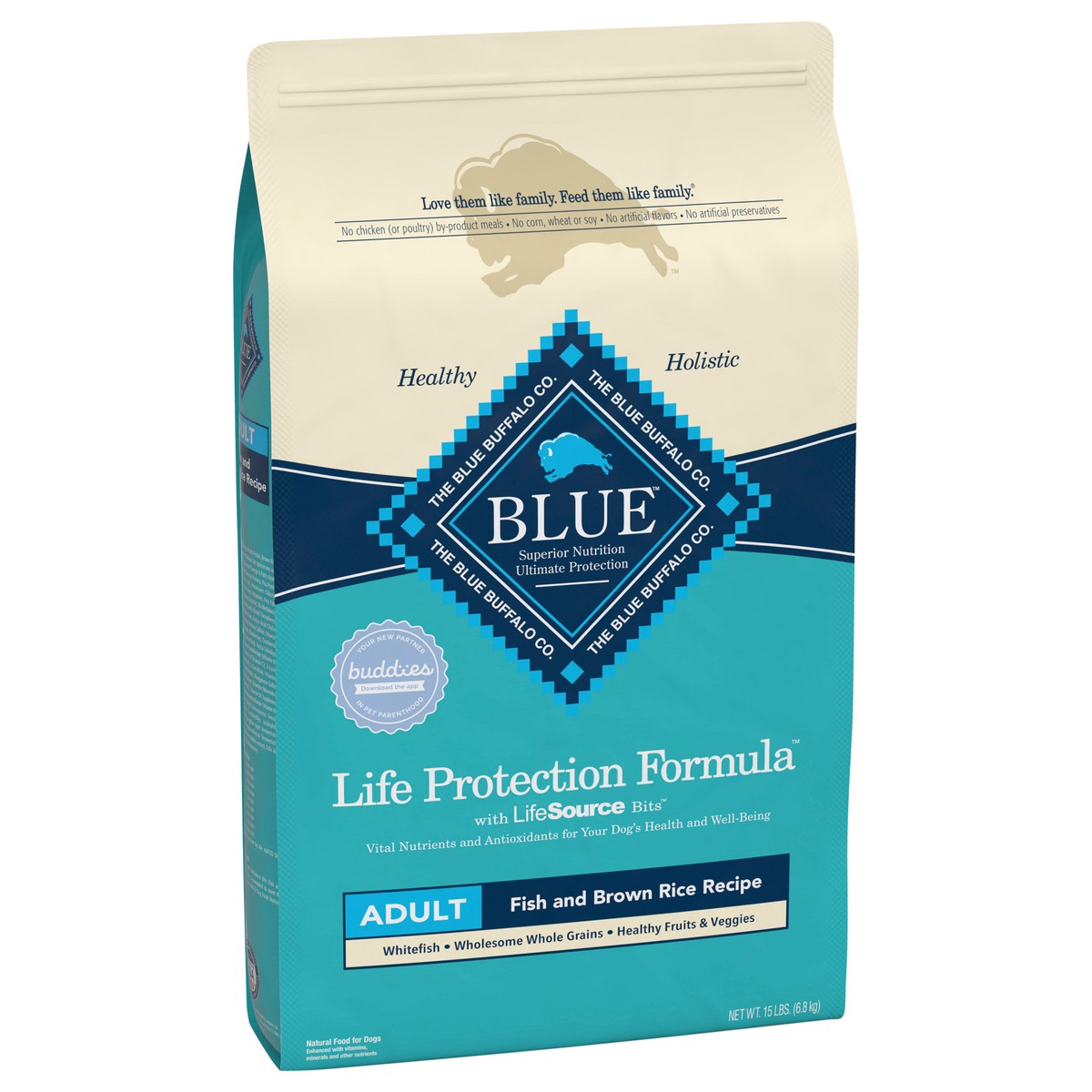 slide 2 of 9, Blue Buffalo Life Protection Formula Natural Adult Dry Dog Food, Fish and Brown Rice 15-lb, 15 lb