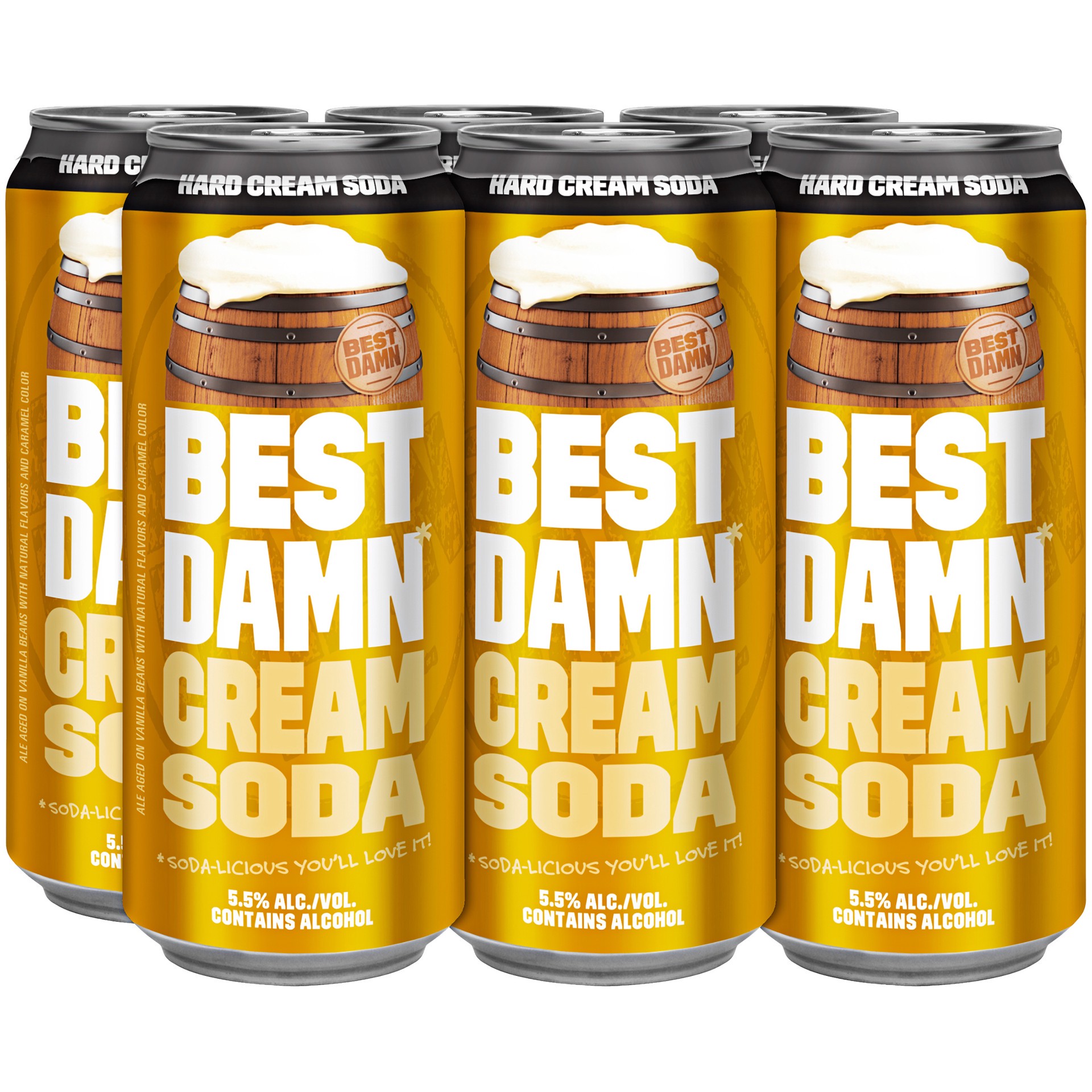 slide 1 of 2, Best Damn Cream Soda, 6 Pack 16 fl. oz. Cans, 6 ct