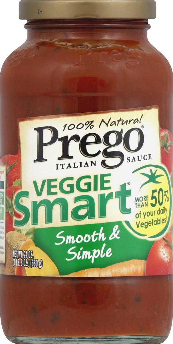 slide 2 of 2, Prego Vegetable Smart Smooth Simple Italian Sauce, 24 oz