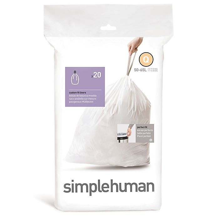 slide 1 of 1, simplehuman Code Q 50-65-Liter Custom Fit Liners, 20 ct; 50-65 liter