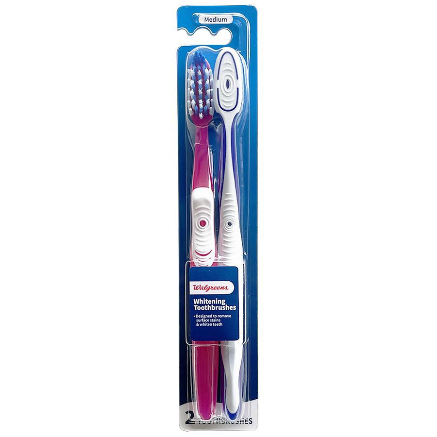 slide 1 of 3, Walgreens Whitening Toothbrushes Medium, 2 ct
