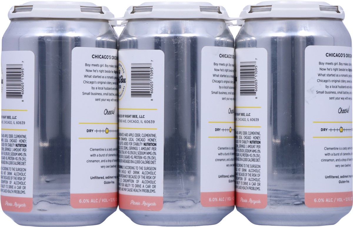 slide 3 of 13, Right Bee Clementine Hard Apple Cider 6 - 12 fl oz Cans, 6 ct