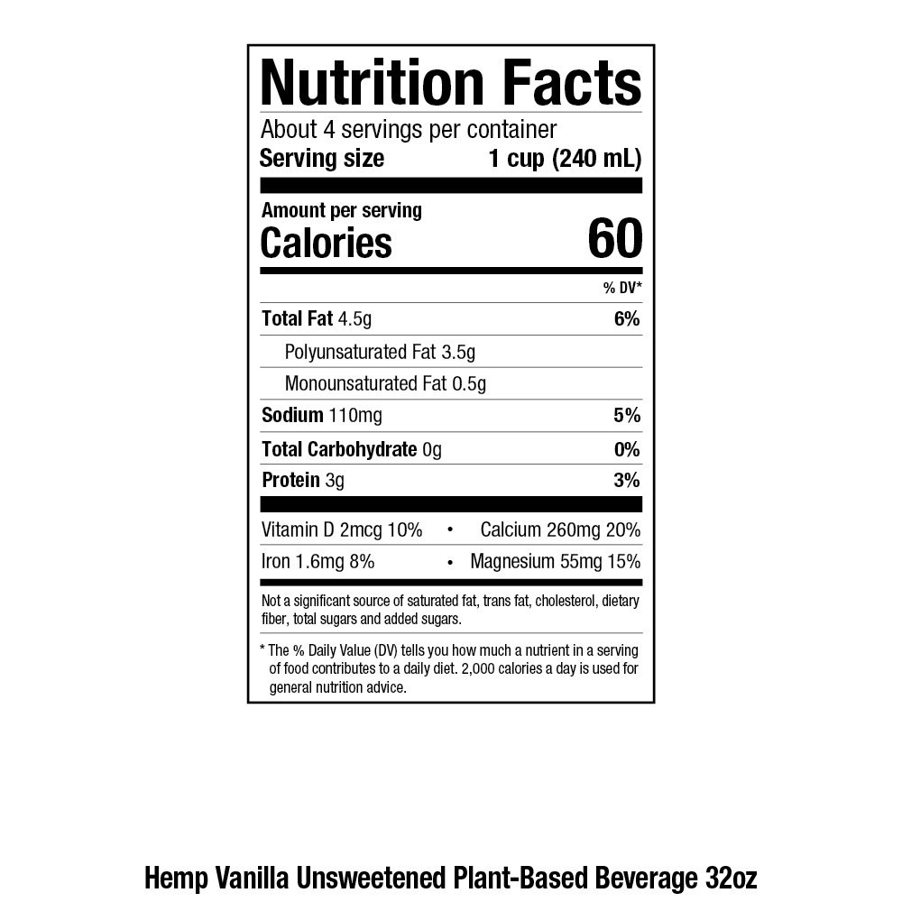 slide 3 of 5, Pacific Foods Unsweetened Vanilla Hemp Milk, Plant Based Milk, 32 oz Carton, 32 fl oz