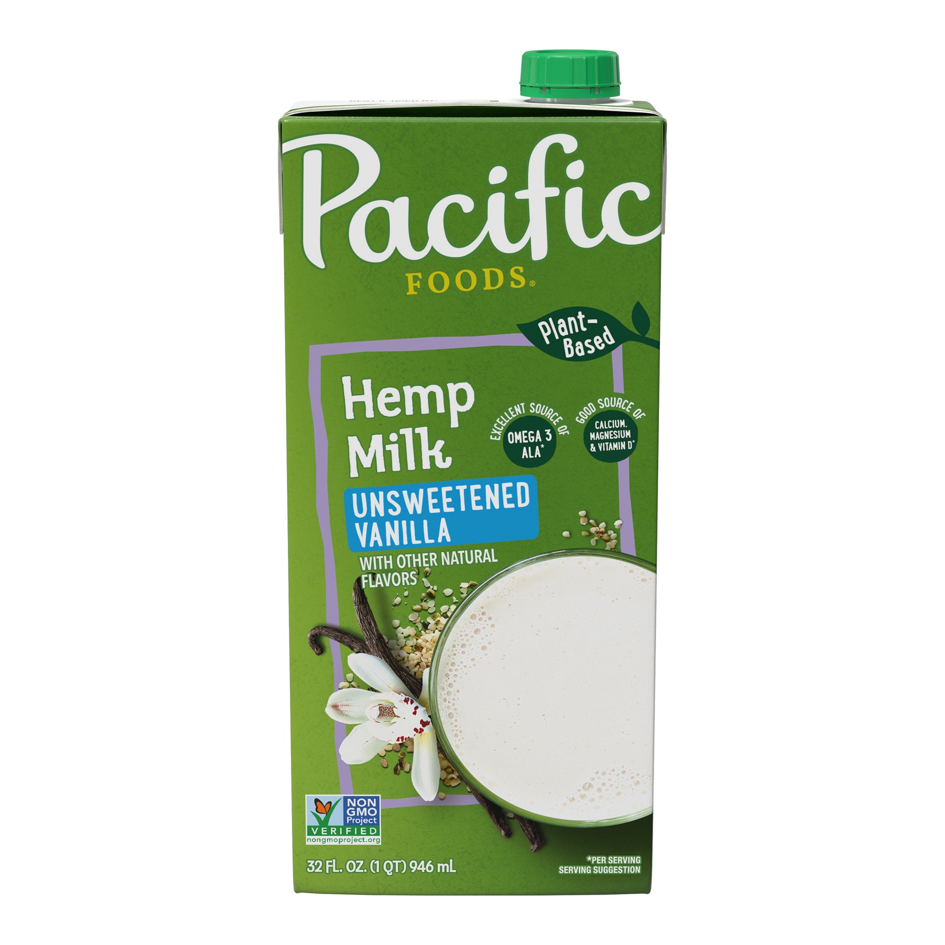 slide 1 of 5, Pacific Foods Unsweetened Vanilla Hemp Milk, Plant Based Milk, 32 oz Carton, 32 fl oz