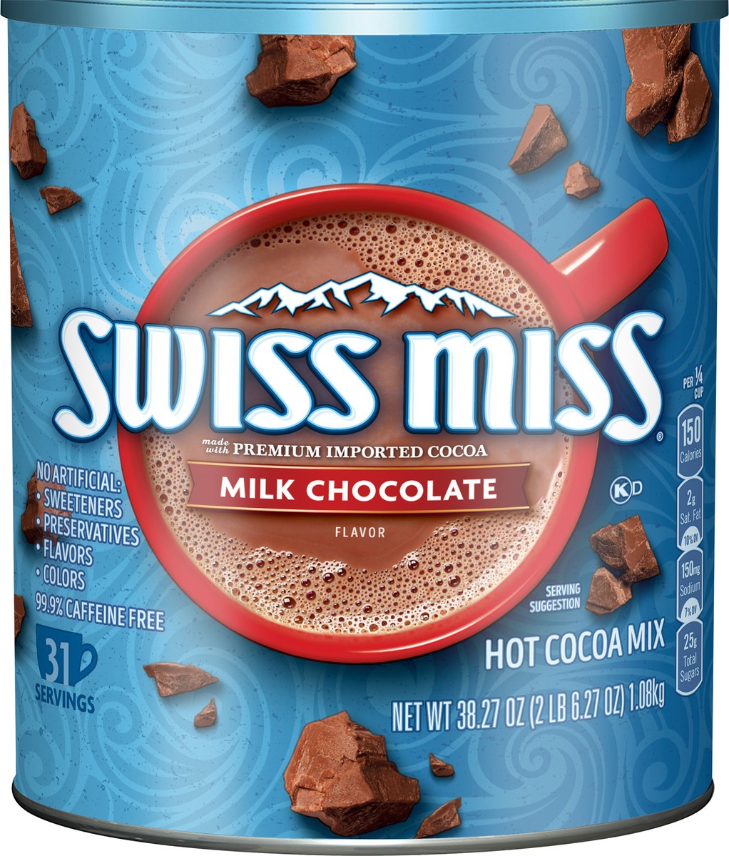 slide 4 of 5, Swiss Miss Milk Chocolate Flavor Hot Cocoa Mix, 38.27 Ounce Canister, 38.27 oz