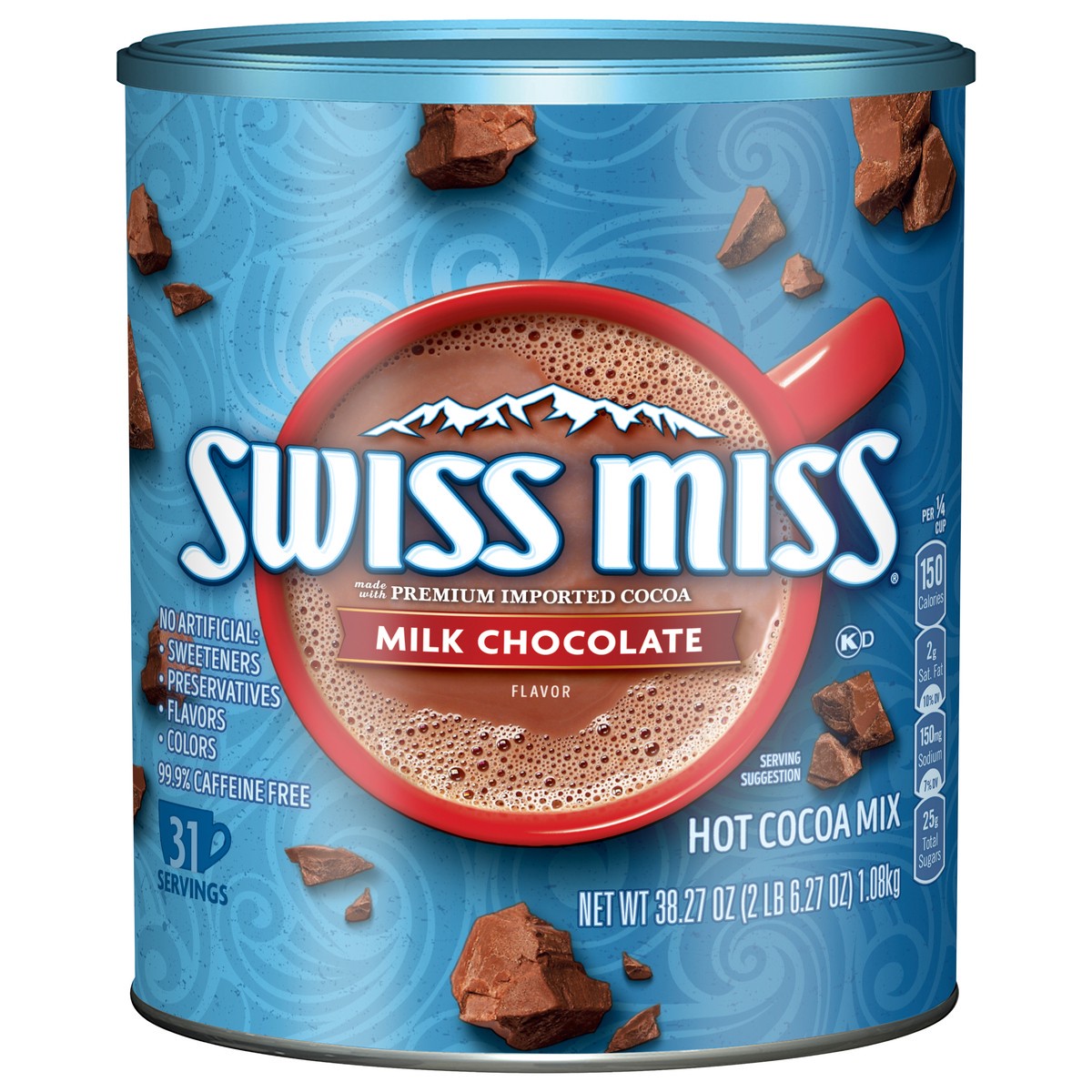 slide 5 of 5, Swiss Miss Milk Chocolate Flavor Hot Cocoa Mix, 38.27 Ounce Canister, 38.27 oz