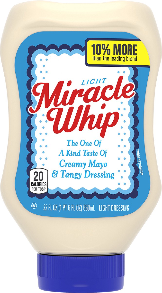 slide 12 of 14, Miracle Whip Light Mayo-like Dressing, 22 fl oz Bottle, 22 fl oz