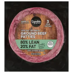 Signature Select/Farms Ground Beef Patties 80% Lean 20% Fat - 16 Oz