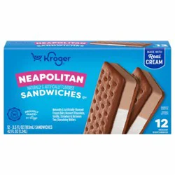 NEAPOLITAN FROZEN DAIRY DESSERT SANDWICHES 12 CT - KROGER - 42 FL OZ