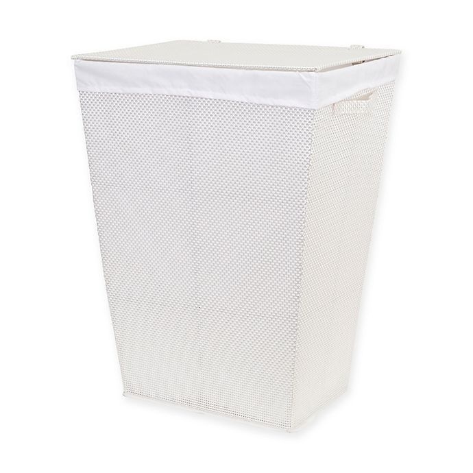 slide 1 of 2, Baum Parker Wide Weave Hamper - Winter White, 1 ct