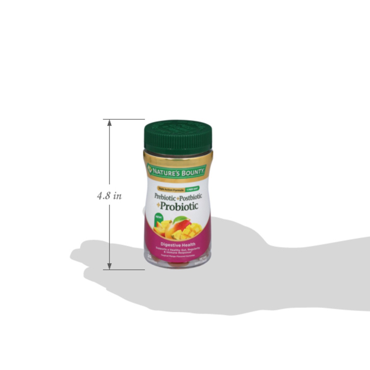 slide 5 of 14, Nature's Bounty Tropical Mango Flavored Prebiotic + Postbiotic + Probiotic 30 Gummies, 30 ct