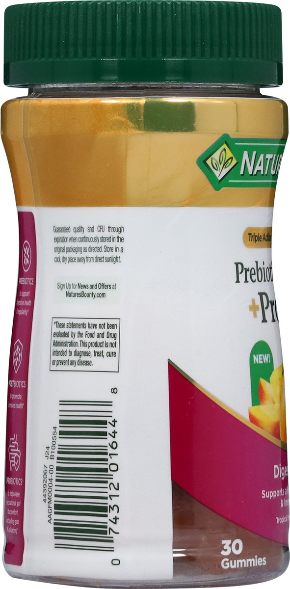 slide 2 of 14, Nature's Bounty Tropical Mango Flavored Prebiotic + Postbiotic + Probiotic 30 Gummies, 30 ct