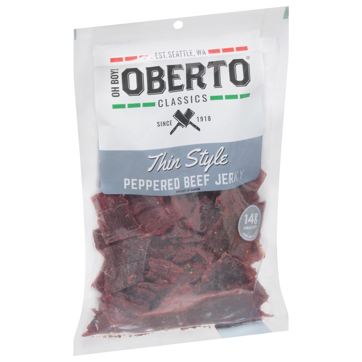 slide 2 of 9, Oh Boy! Oberto Thin Style Peppered Beef Jerky, 7 oz