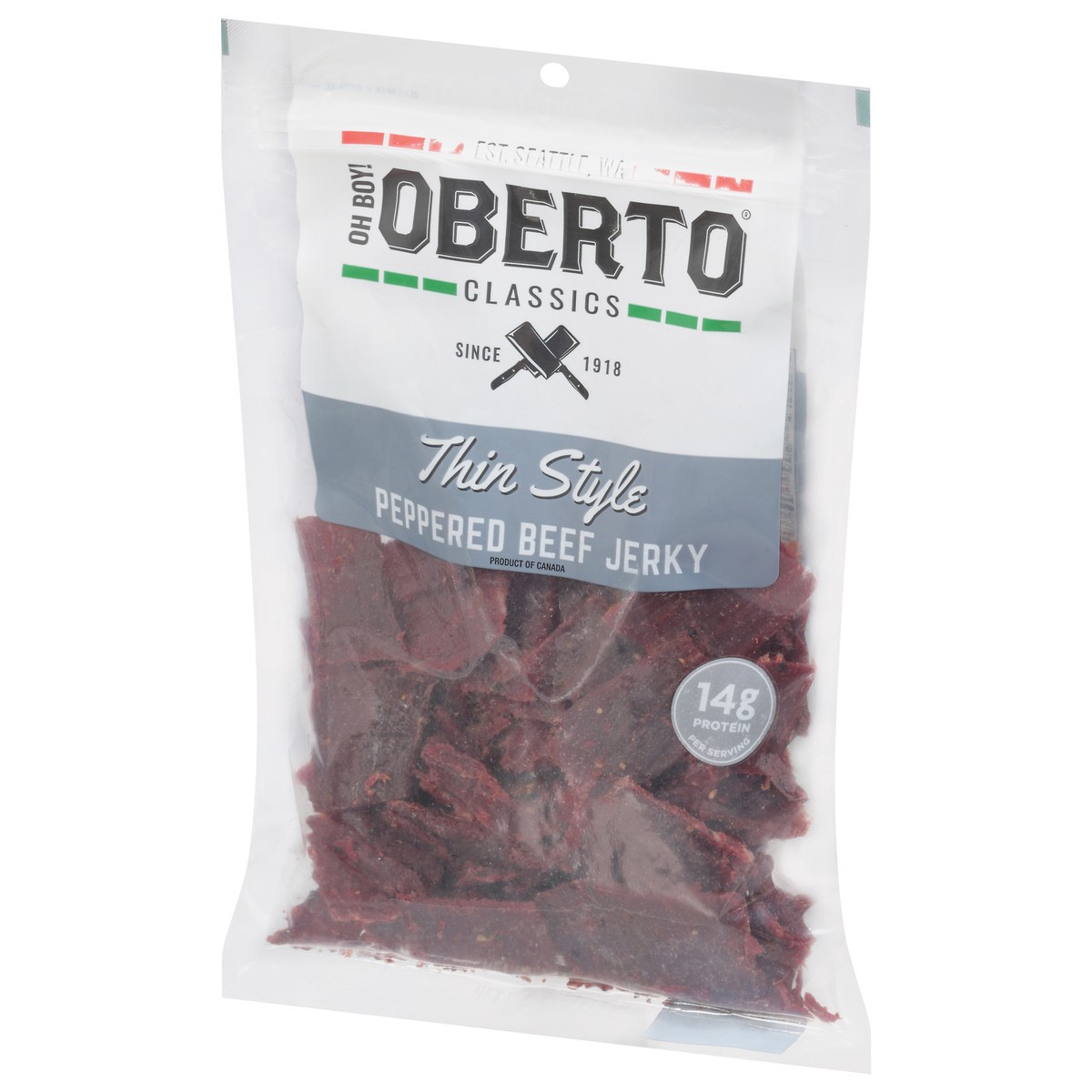 slide 3 of 9, Oh Boy! Oberto Thin Style Peppered Beef Jerky, 7 oz