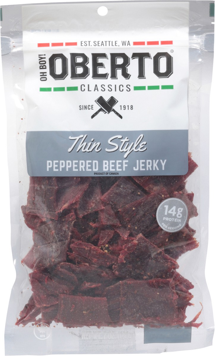 slide 6 of 9, Oh Boy! Oberto Thin Style Peppered Beef Jerky, 7 oz