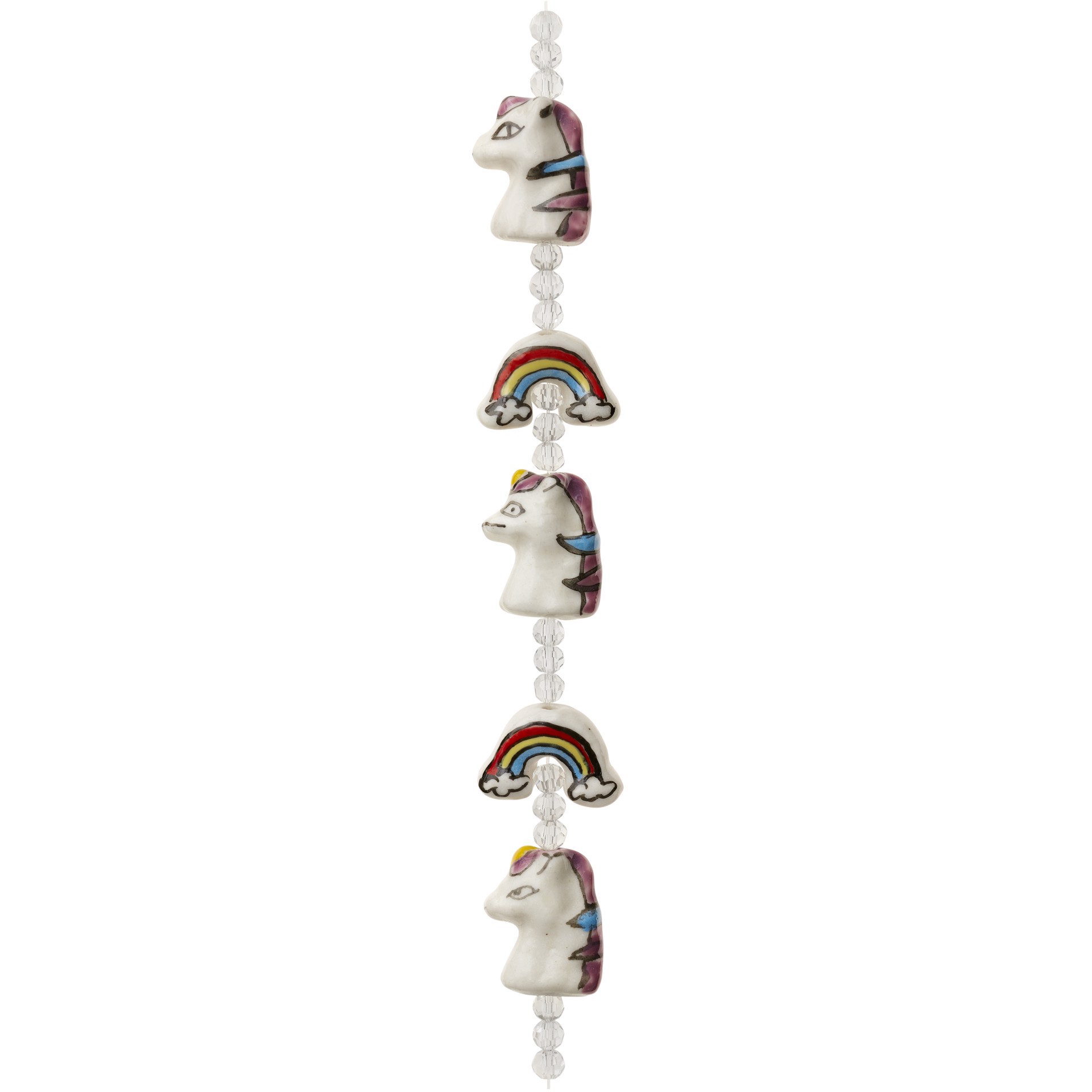 slide 3 of 3, Multicolor Ceramic Unicorn & Rainbow Beads By Bead Landing, 12mm-18mm