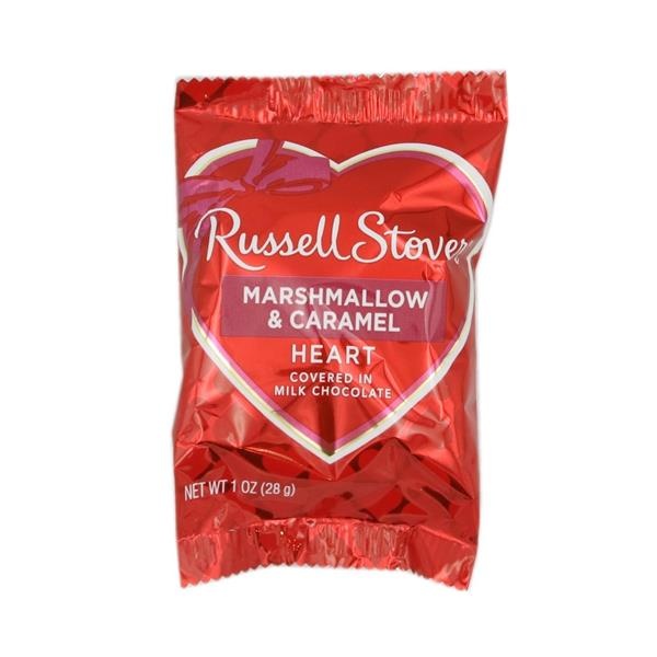 slide 1 of 1, Russell Stover Milk Chocolate Marshmallow Caramel Heart Bar, 1 oz